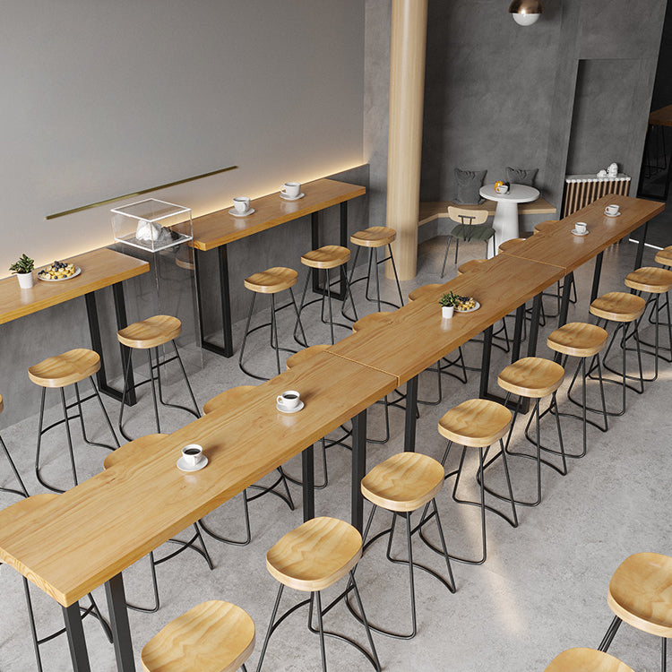 Modern Counter Height Pub Set 1/2/4/7 Pcs Solid Wood Top Bar Table and Bar Stools