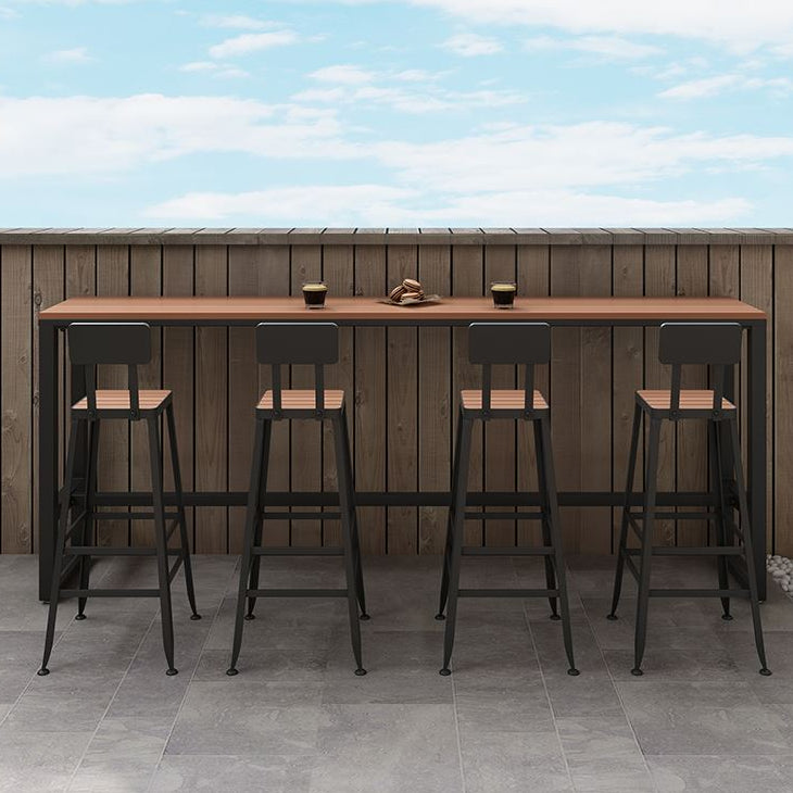 Luxurious Rectangle Wooden Bar Table Set 1/5 Pieces Counter Table with High Stools