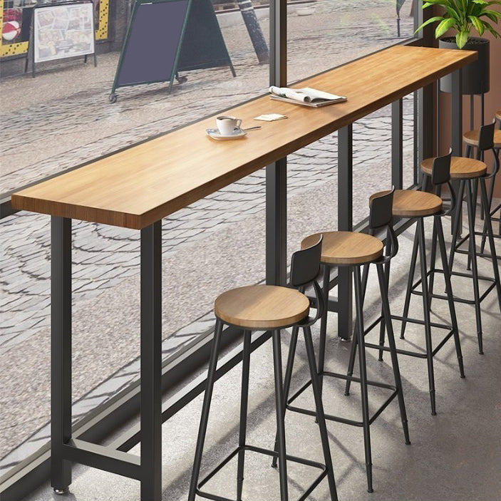 Modern 1/7 Pieces Bar Table Set Rectangle Wood Counter Table for Milk Tea Shop