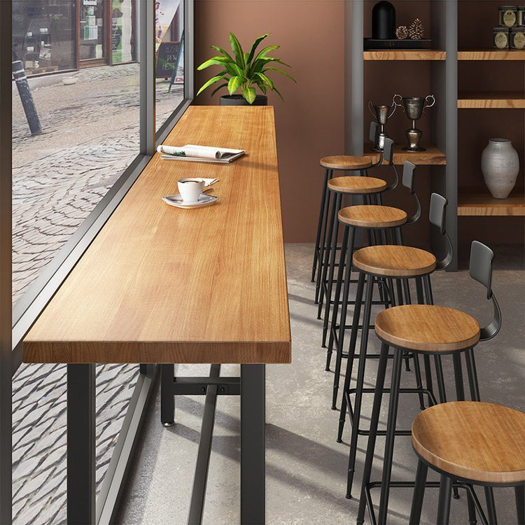 Modern 1/7 Pieces Bar Table Set Rectangle Wood Counter Table for Milk Tea Shop