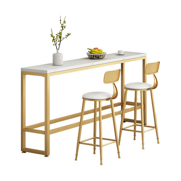 Rectangle Footrest Pub Table Set Glam 1/2/3/4/6 Pieces White Coffee Shop Bistro Set