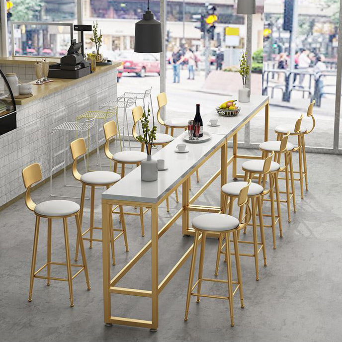 Rectangle Footrest Pub Table Set Glam 1/2/3/4/6 Pieces White Coffee Shop Bistro Set