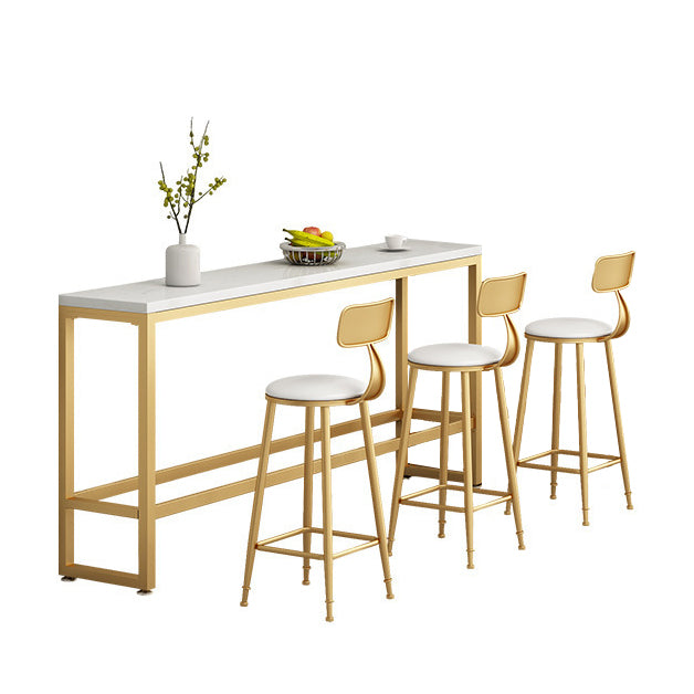 Rectangle Footrest Pub Table Set Glam 1/2/3/4/6 Pieces White Coffee Shop Bistro Set