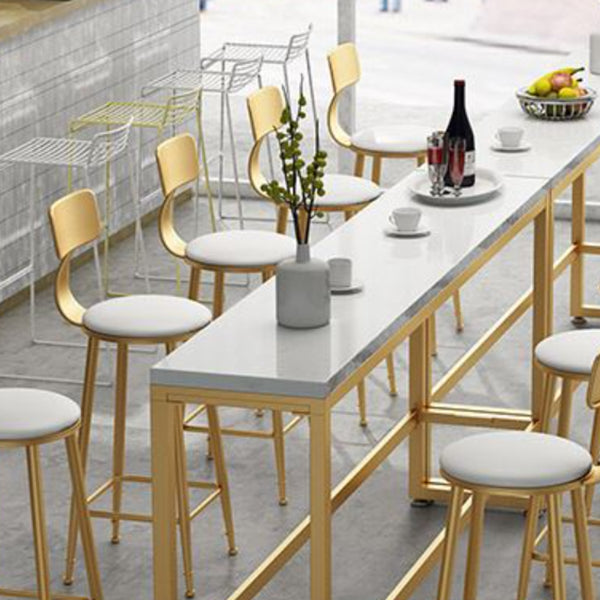 Rectangle Footrest Pub Table Set Glam 1/2/3/4/6 Pieces White Coffee Shop Bistro Set