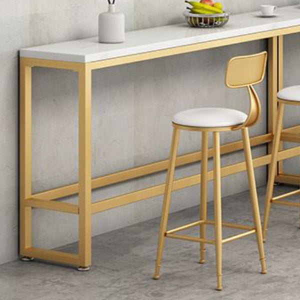 Rectangle Footrest Pub Table Set Glam 1/2/3/4/6 Pieces White Coffee Shop Bistro Set