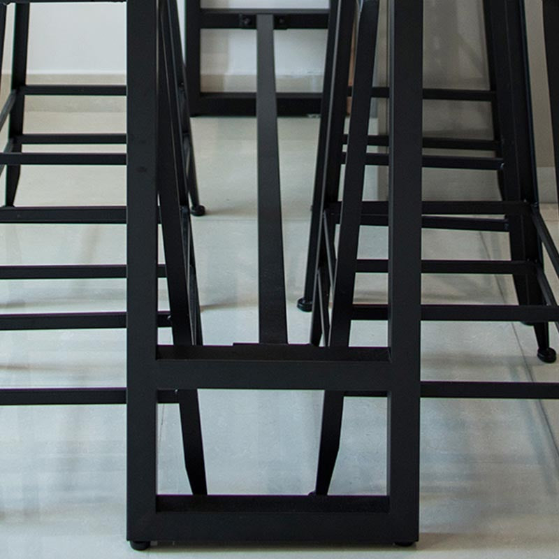 Industrial Solid Wood Bar Table Set Rectangular 1/5 Pieces Counter Table with High Stools