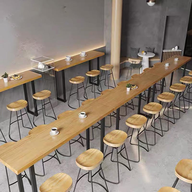 Modern 1/7 Pieces Bar Table Set Rectangle Pine Wood Counter Table with Stools for Balcony