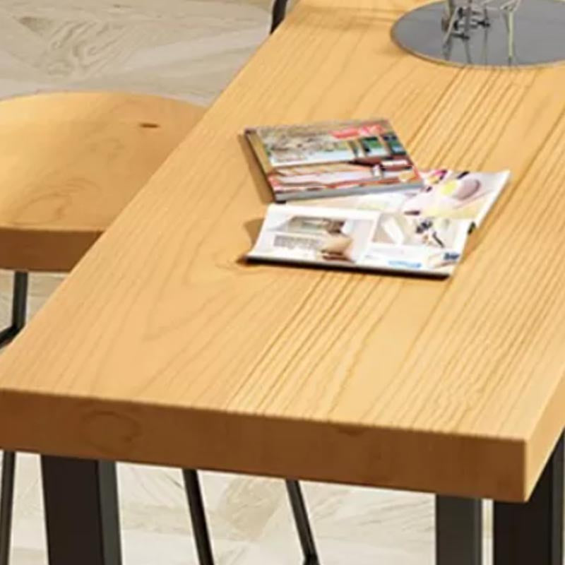 Modern 1/7 Pieces Bar Table Set Rectangle Pine Wood Counter Table with Stools for Balcony