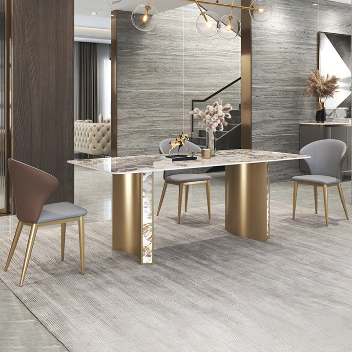 Luxurious Sintered Stone Top Dining Set Rectangle 1/3/4/5/7 Pieces Dining Room Table Set