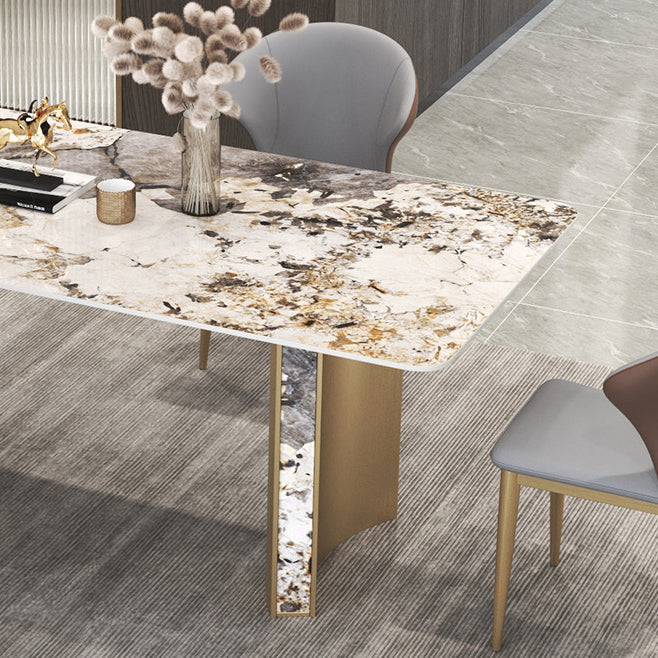 Luxurious Sintered Stone Top Dining Set Rectangle 1/3/4/5/7 Pieces Dining Room Table Set