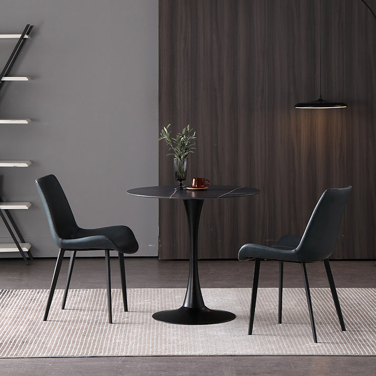 Modern Round Dining Set Stone 1/2/5 Pieces Dining Furniture in Matte Finish for Indoor