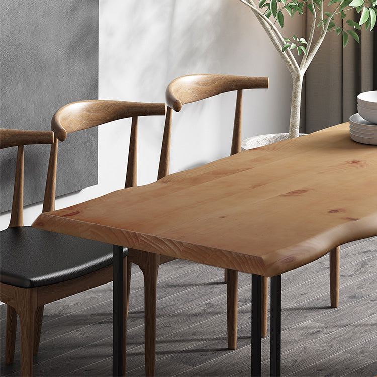 Industrial Wood Dining Set 1/2/5 Pieces Black Base Dining Furniture