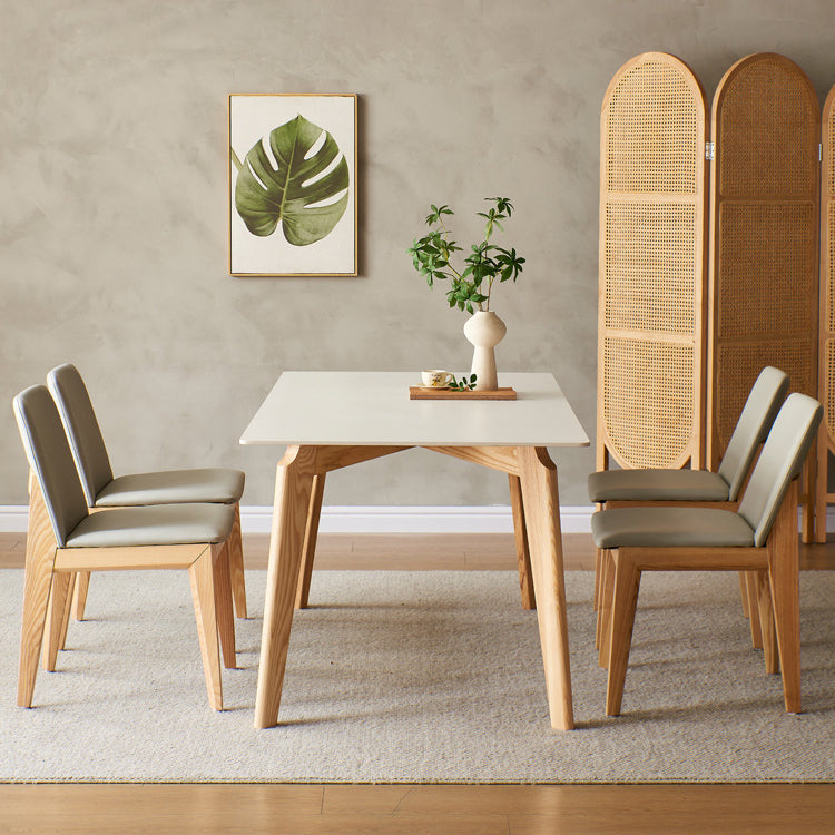 Modern Sintered Stone Top Dining Set Rectangle 1/4/5 Pieces Wooden Dining Room Table Set