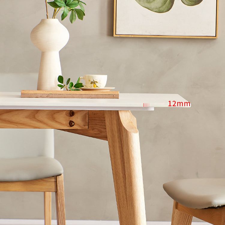 Modern Sintered Stone Top Dining Set Rectangle 1/4/5 Pieces Wooden Dining Room Table Set