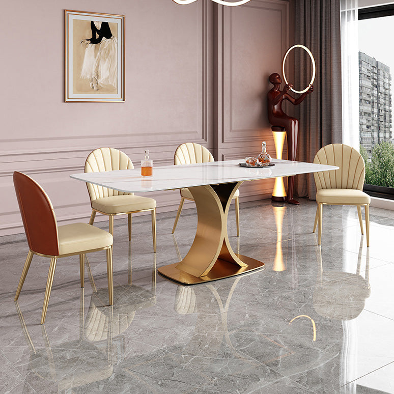 Nordic Sintered Stone Top Dining Set Rectangle 1/3/4/5/7 Pieces Dinette Table Set