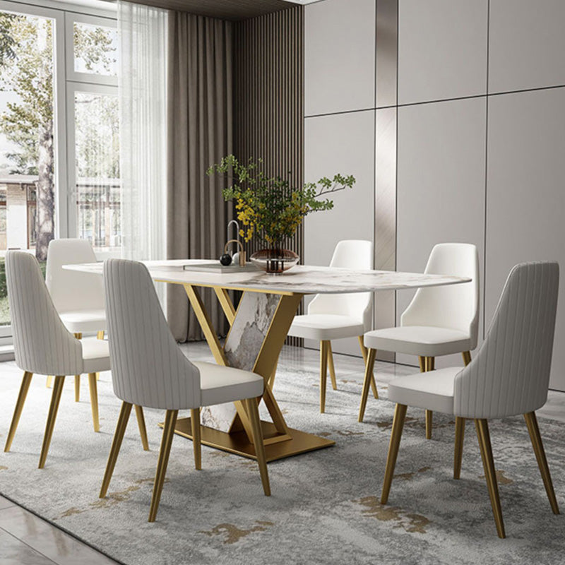 Luxurious Sintered Stone Top Dining Set Rectangular 1/4/5/7 Pieces Dining Room Table Set