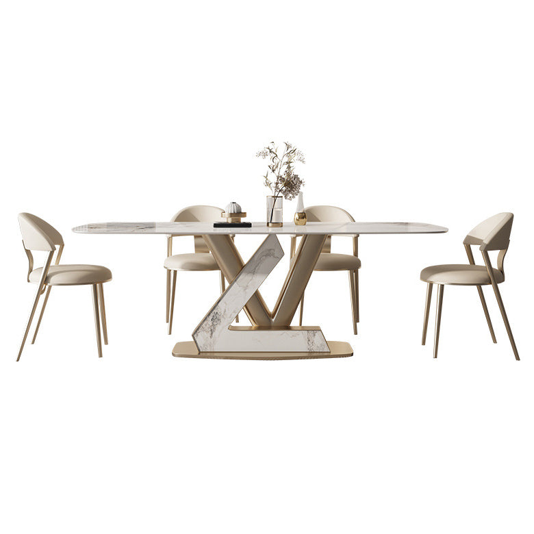 Nordic Sintered Stone Top Dining Set Rectangular 1/4/5/7/9 Pieces Dining Room Table Set