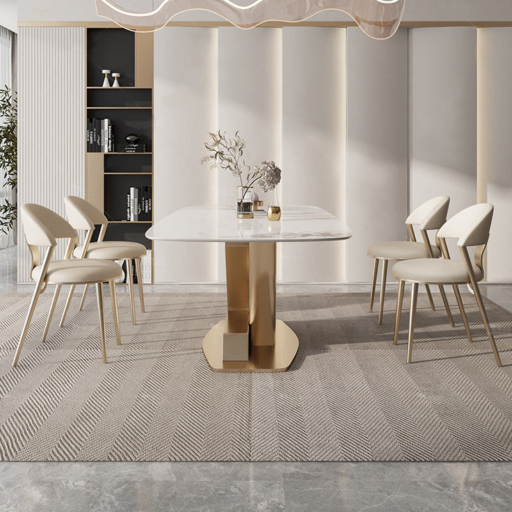 Nordic Sintered Stone Top Dining Set Rectangular 1/4/5/7/9 Pieces Dining Room Table Set