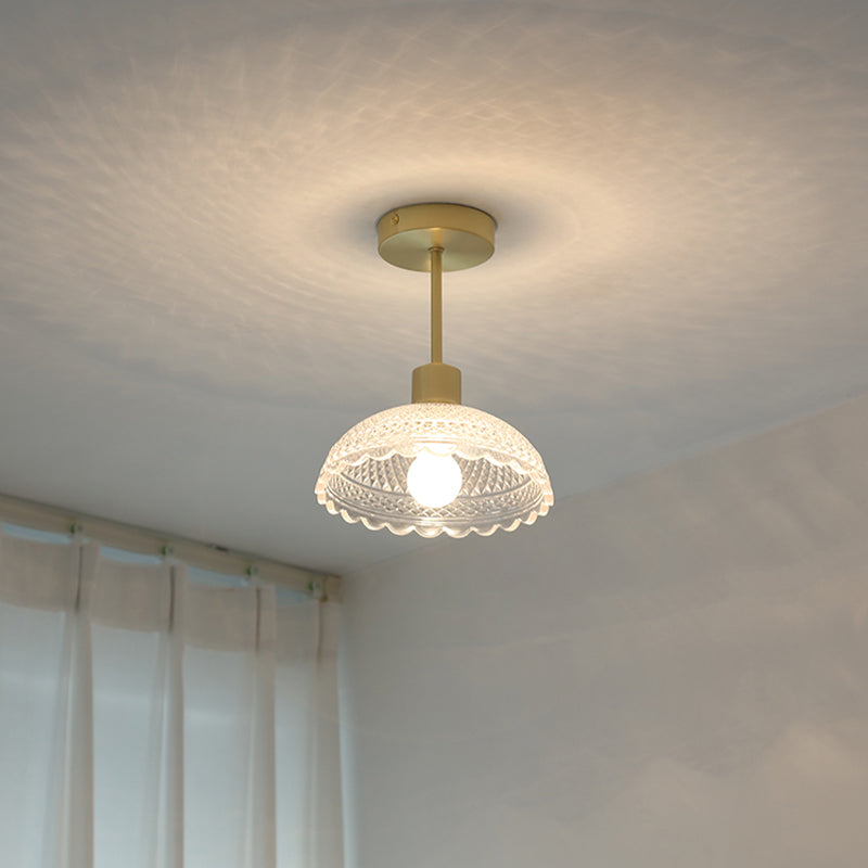 Modern Metal Ceiling Light Geometric Shape Flush Mount with Glass Shade for Living Room