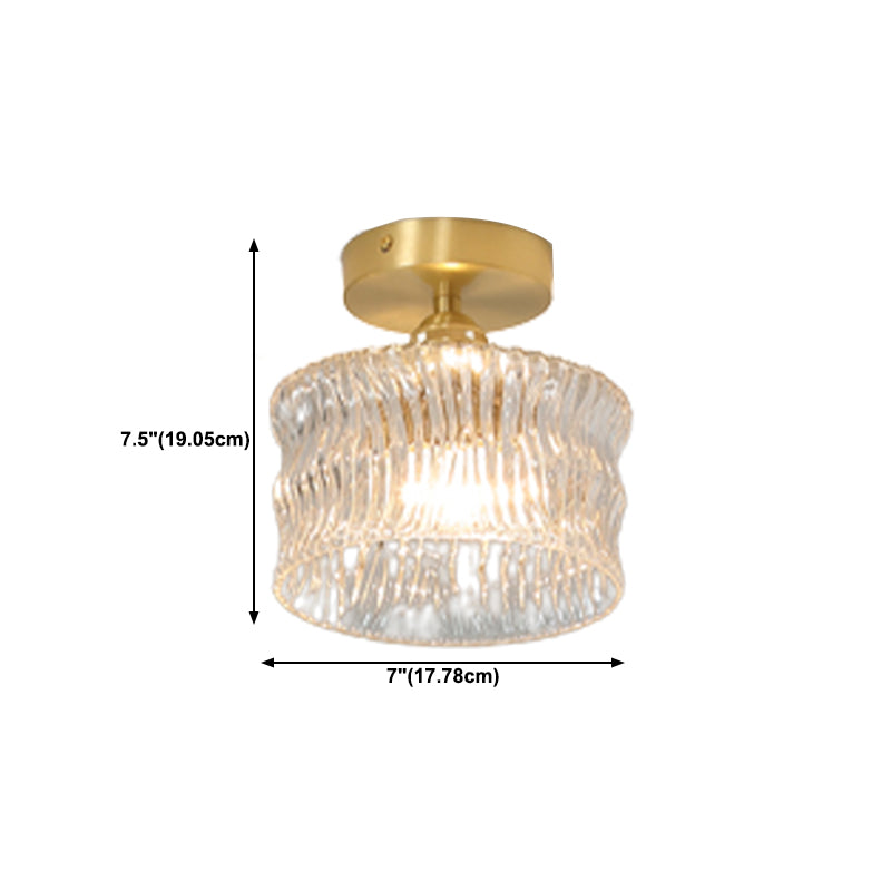 Modern Metal Ceiling Light Geometric Shape Flush Mount with Glass Shade for Living Room