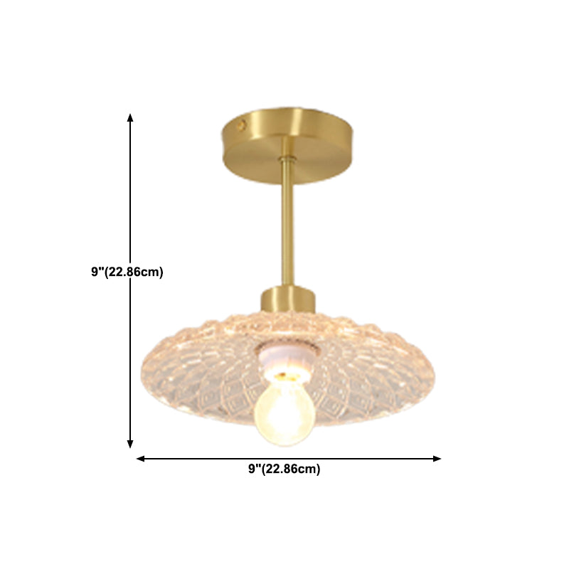 Modern Metal Ceiling Light Geometric Shape Flush Mount with Glass Shade for Living Room