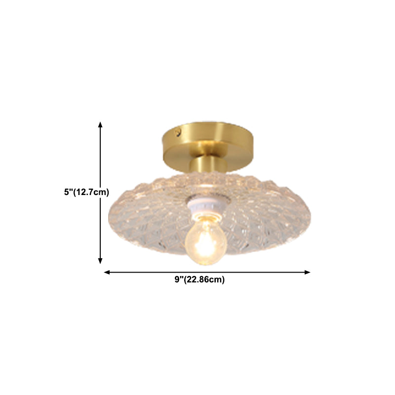Modern Metal Ceiling Light Geometric Shape Flush Mount with Glass Shade for Living Room