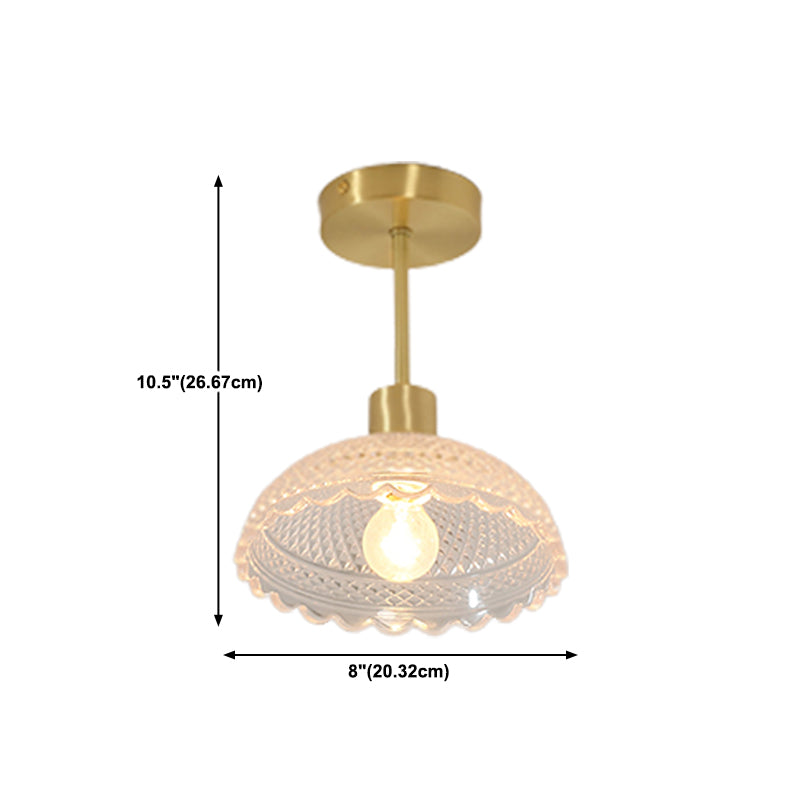 Modern Metal Ceiling Light Geometric Shape Flush Mount with Glass Shade for Living Room
