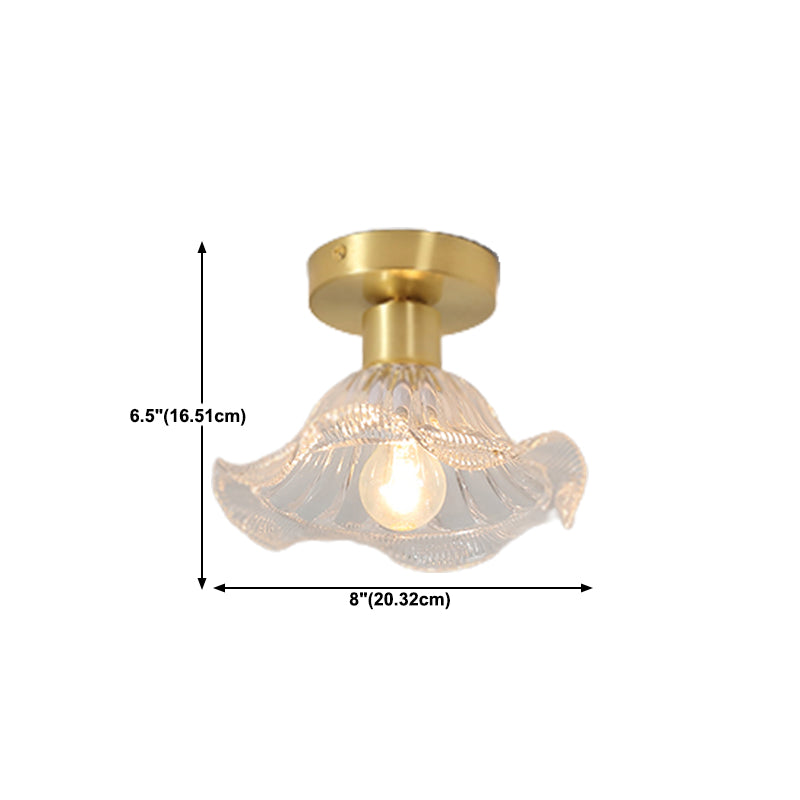 Modern Metal Ceiling Light Geometric Shape Flush Mount with Glass Shade for Living Room