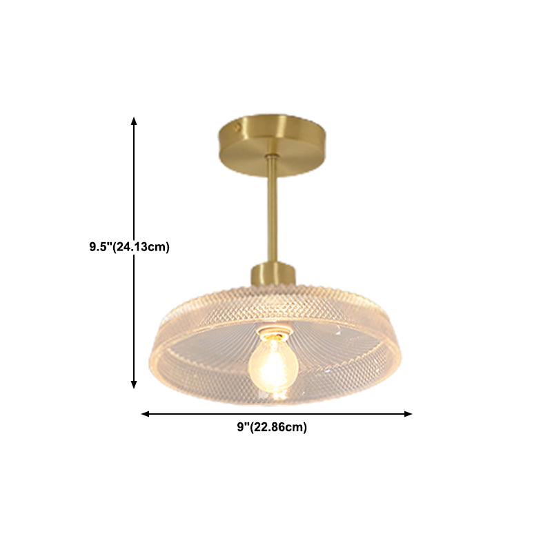 Modern Metal Ceiling Light Geometric Shape Flush Mount with Glass Shade for Living Room