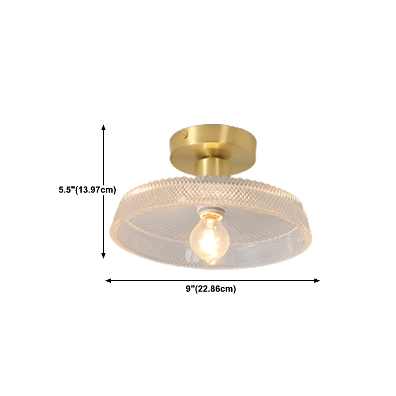 Modern Metal Ceiling Light Geometric Shape Flush Mount with Glass Shade for Living Room