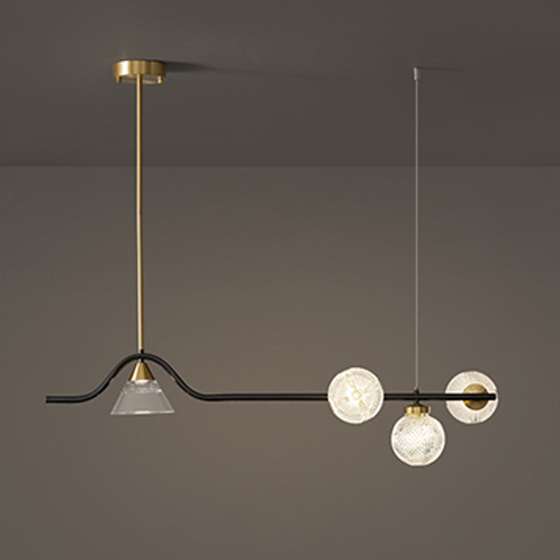 Black/Golden Kitchen Island Lighting Glass Ceiling Light for Living Room