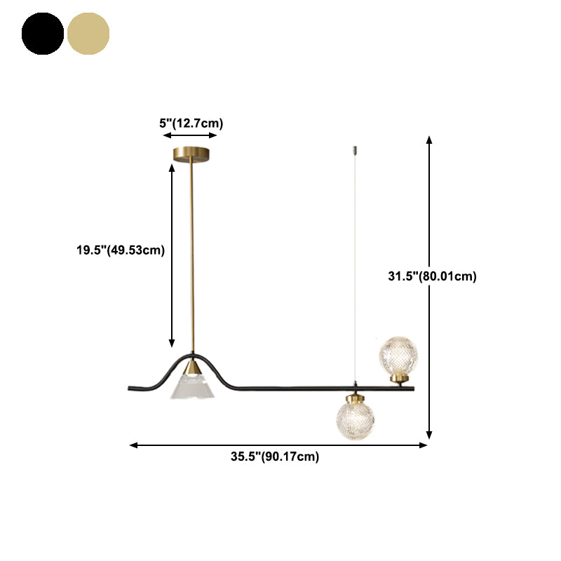 Black/Golden Kitchen Island Lighting Glass Ceiling Light for Living Room