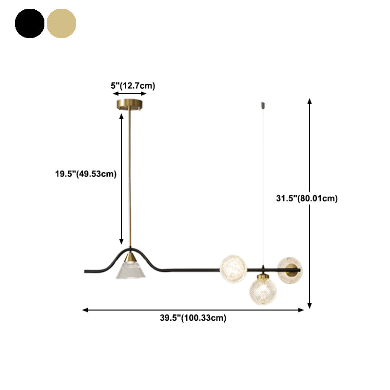 Black/Golden Kitchen Island Lighting Glass Ceiling Light for Living Room