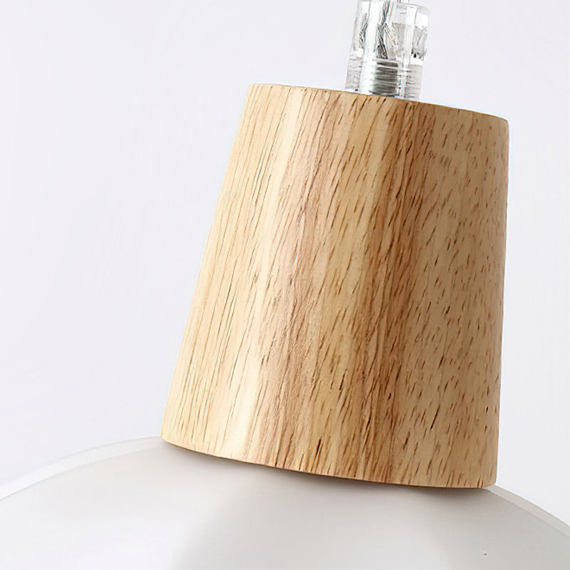 Dome Shade Kitchen Island Light Wood and Glass Ceiling Fixture