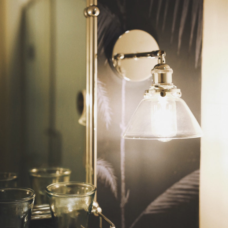 1-Light Cone Wall Light Sconce Industrial Style Glass Wall Mounted Lights