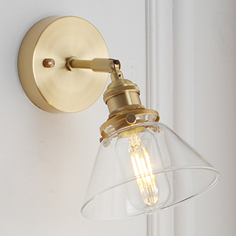 1-Light Cone Wall Light Sconce Industrial Style Glass Wall Mounted Lights