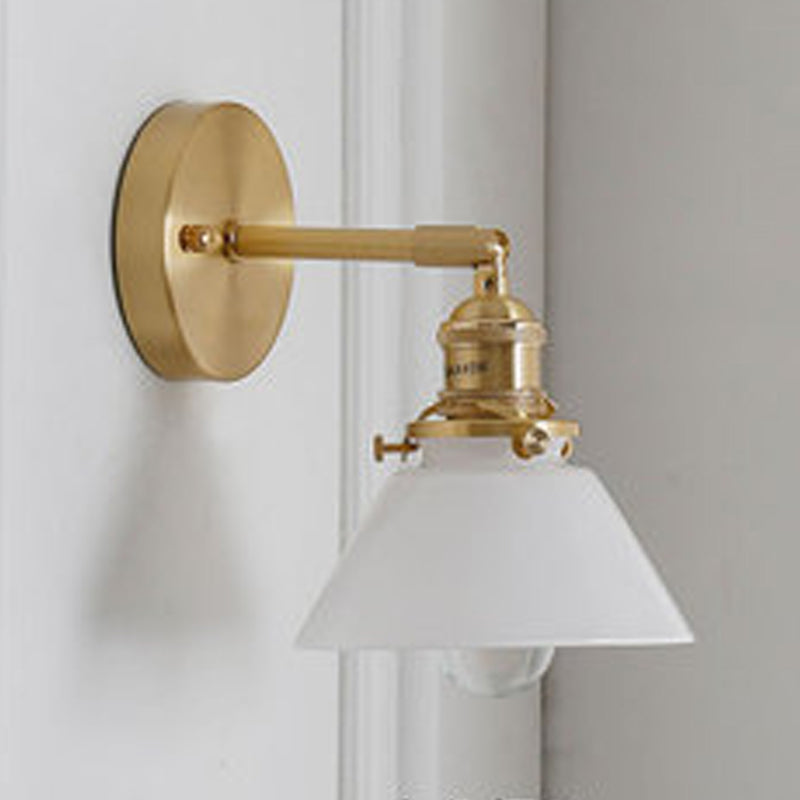 1-Light Cone Wall Light Sconce Industrial Style Glass Wall Mounted Lights