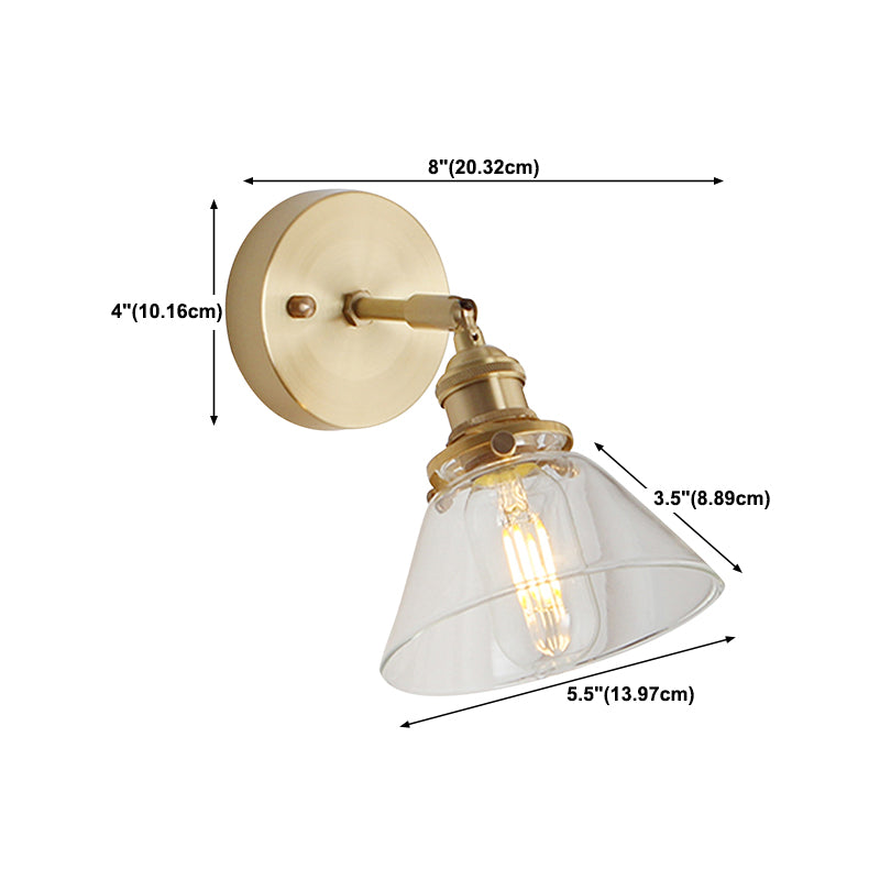 1-Light Cone Wall Light Sconce Industrial Style Glass Wall Mounted Lights