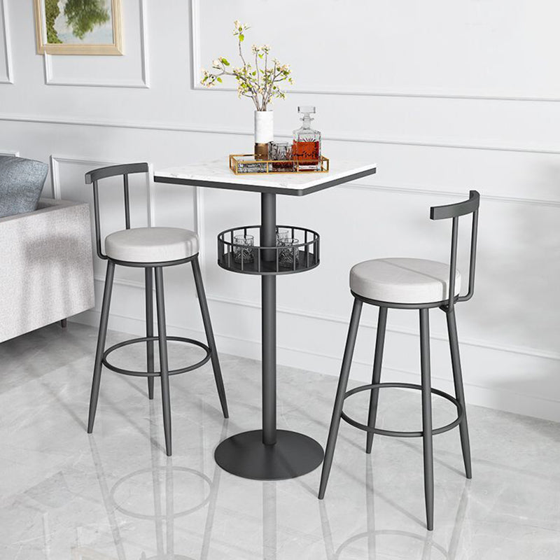 Scandinavian Metal Barstool Fabric Counter Stool in Matte Finish