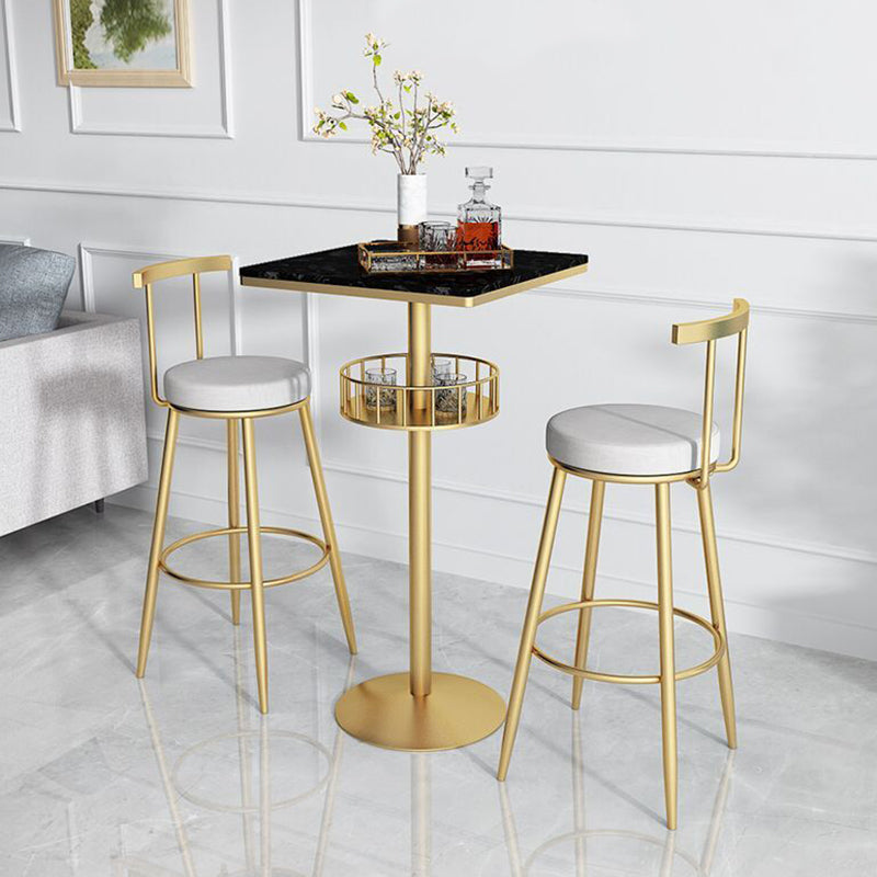 Scandinavian Metal Barstool Fabric Counter Stool in Matte Finish