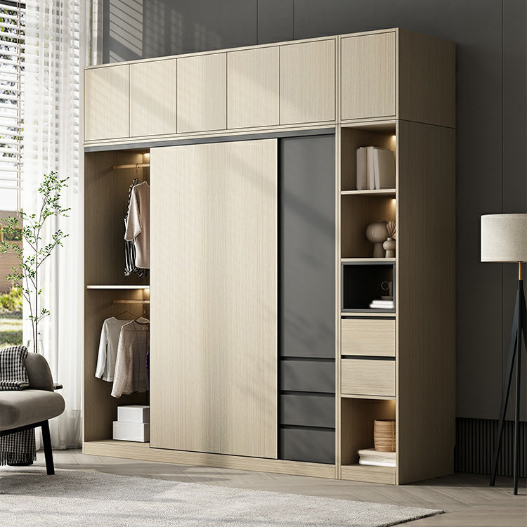 Engineered Wood Wardrobe Armoire Modern Sliding Door Wardrobe