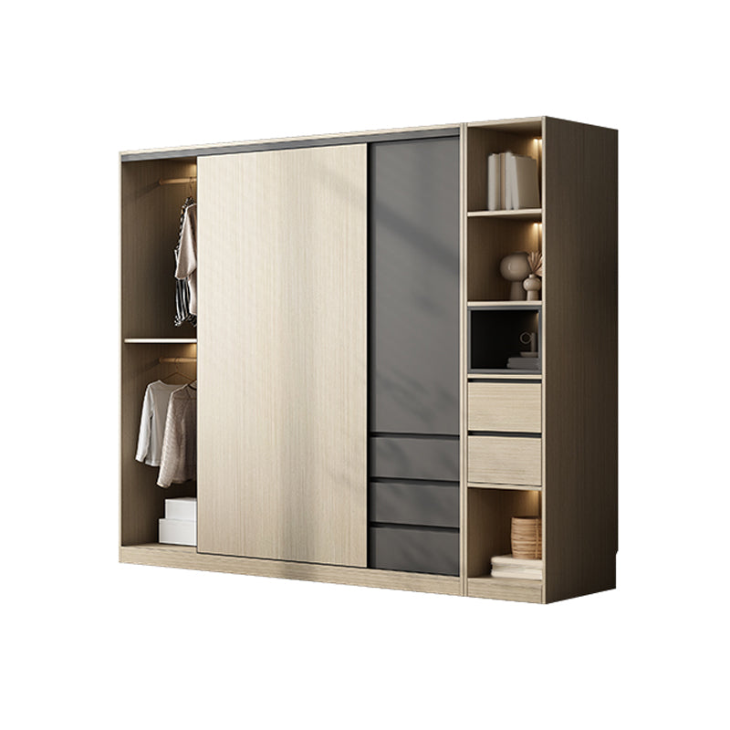 Engineered Wood Wardrobe Armoire Modern Sliding Door Wardrobe