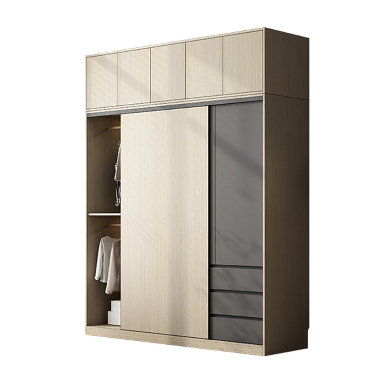 Engineered Wood Wardrobe Armoire Modern Sliding Door Wardrobe