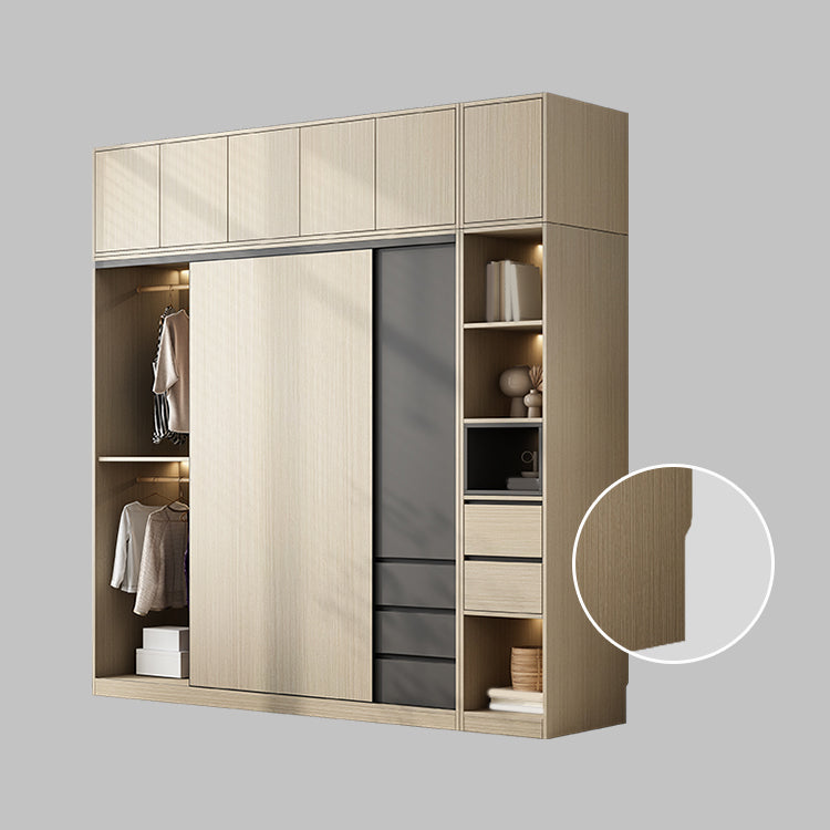 Engineered Wood Wardrobe Armoire Modern Sliding Door Wardrobe