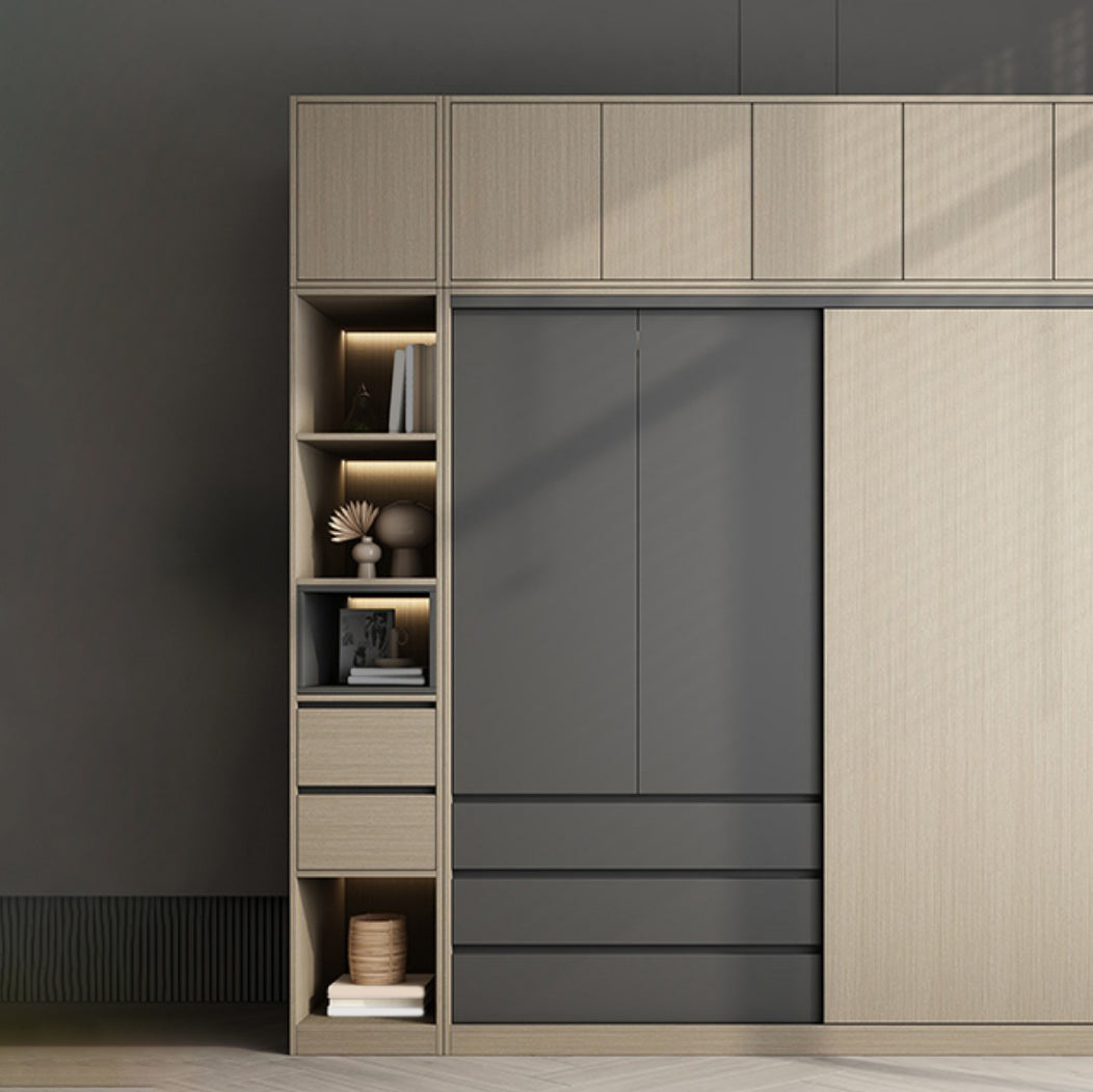 Engineered Wood Wardrobe Armoire Modern Sliding Door Wardrobe