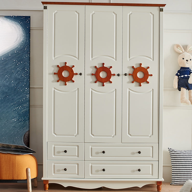 Coastal Wardrobe with Hinged Door Manufactured Wood Matte Finish Cabinet