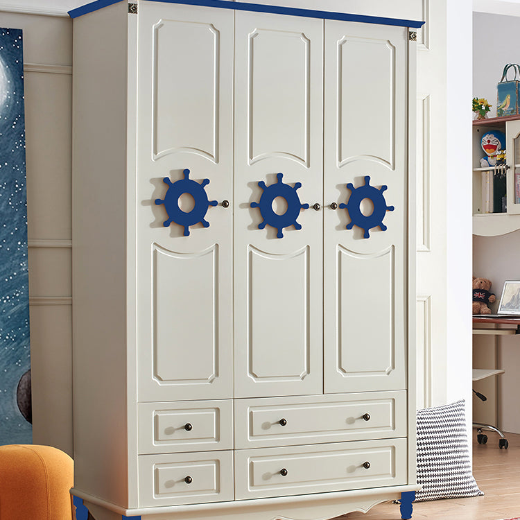 Coastal Wardrobe with Hinged Door Manufactured Wood Matte Finish Cabinet
