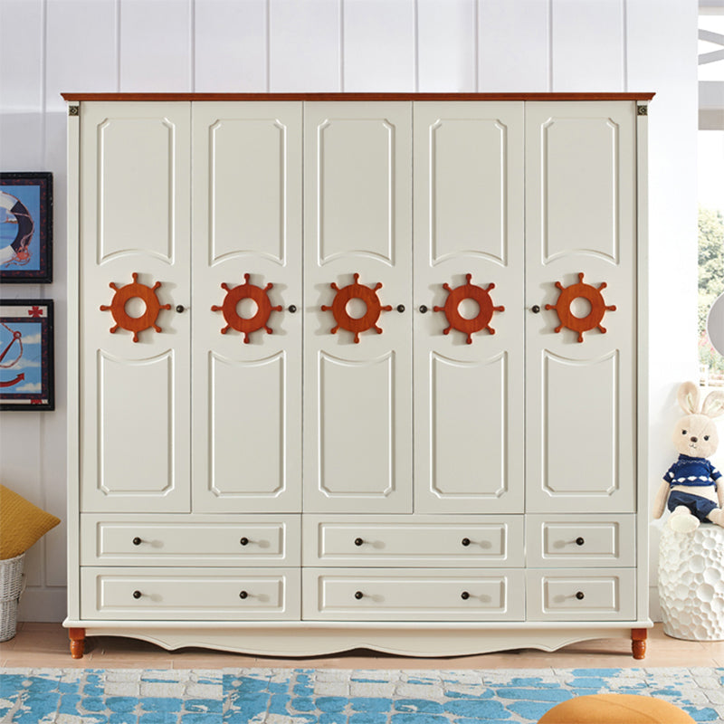 Coastal Wardrobe with Hinged Door Manufactured Wood Matte Finish Cabinet