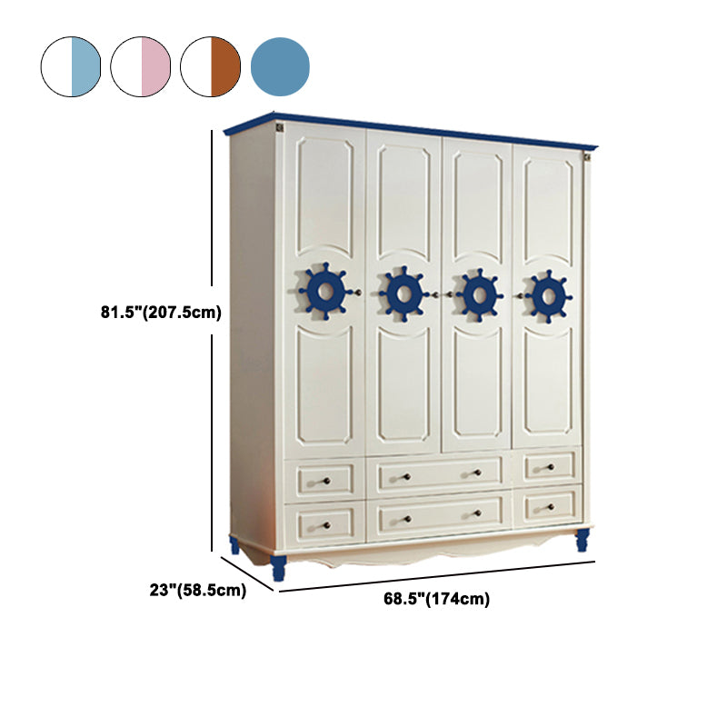 Coastal Wardrobe with Hinged Door Manufactured Wood Matte Finish Cabinet