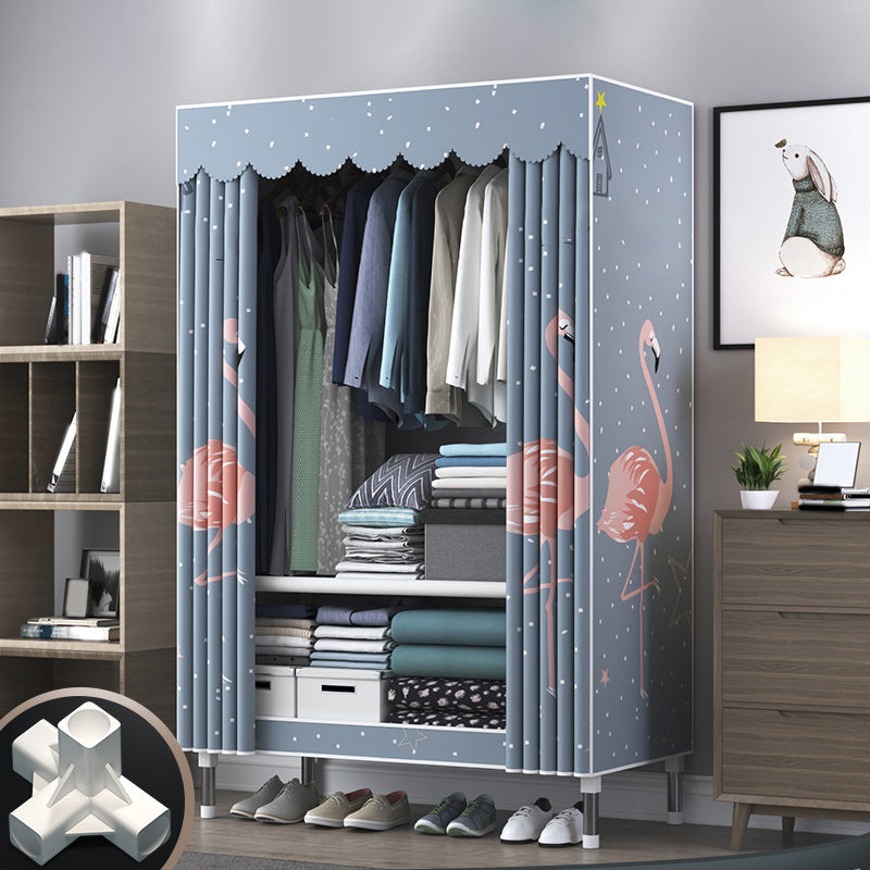 Modern Style Wardrobe Closet Metal Frame Wardrobe Armoire with Shelves